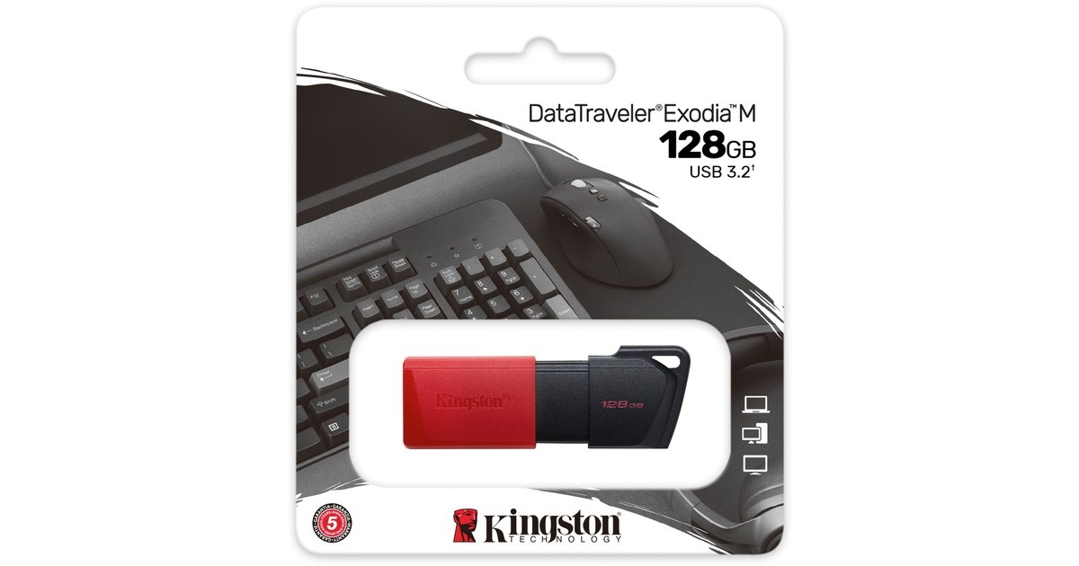 Kingston DataTraveler Exodia M 128 GB, USB-Stick(rot/schwarz, USB-A 3.2 Gen 1)