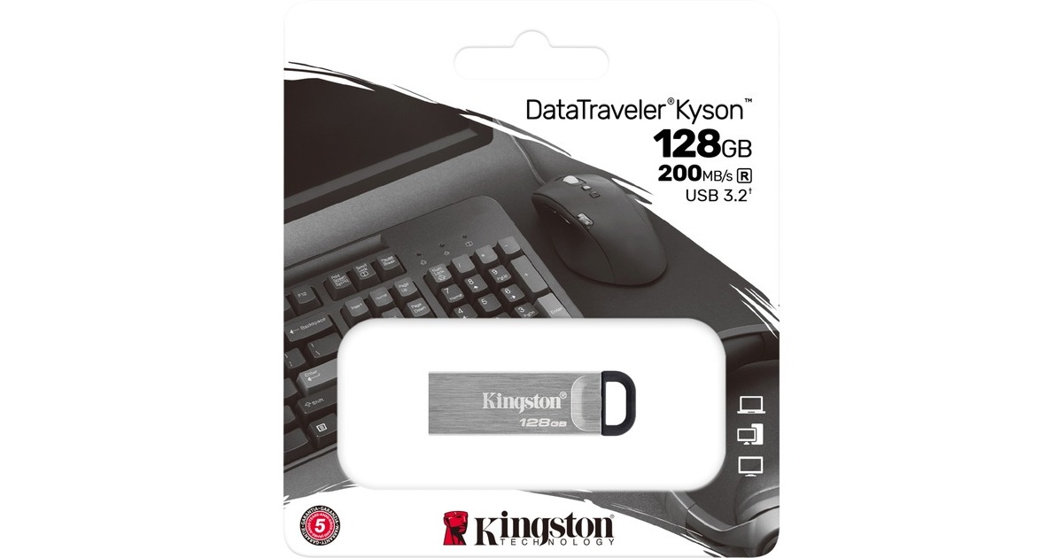 Kingston DataTraveler Kyson 128 GB, USB-Stick(silber, USB-A 3.2 Gen 1)
