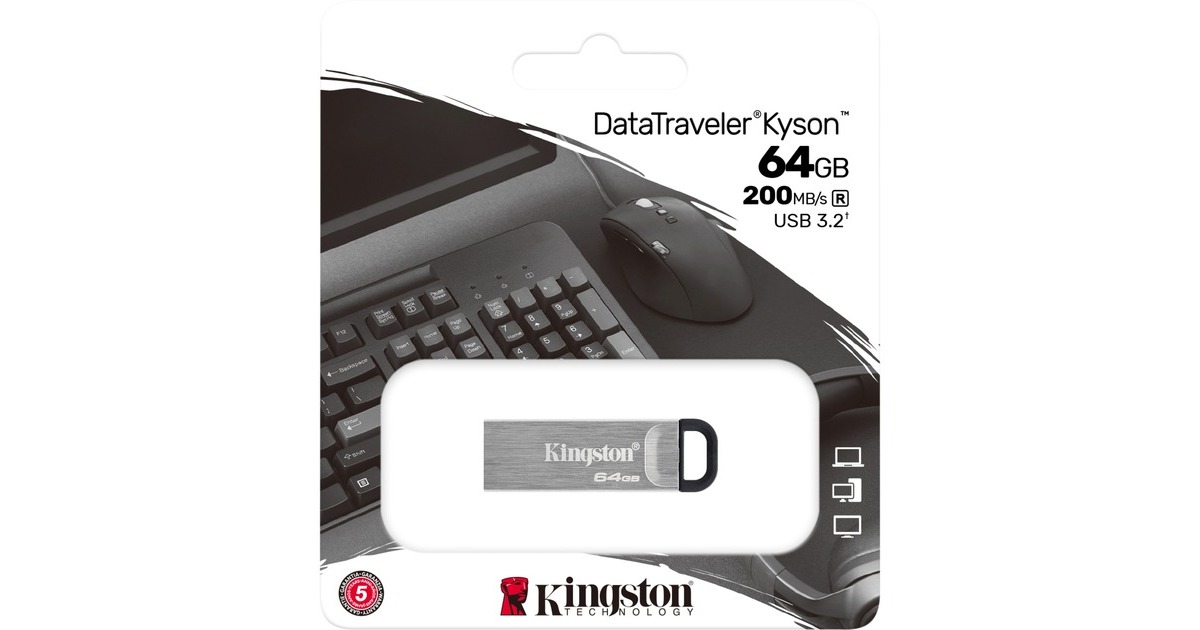 Kingston DataTraveler Kyson 64 GB, USB-Stick(silber, USB-A 3.2 Gen 1)