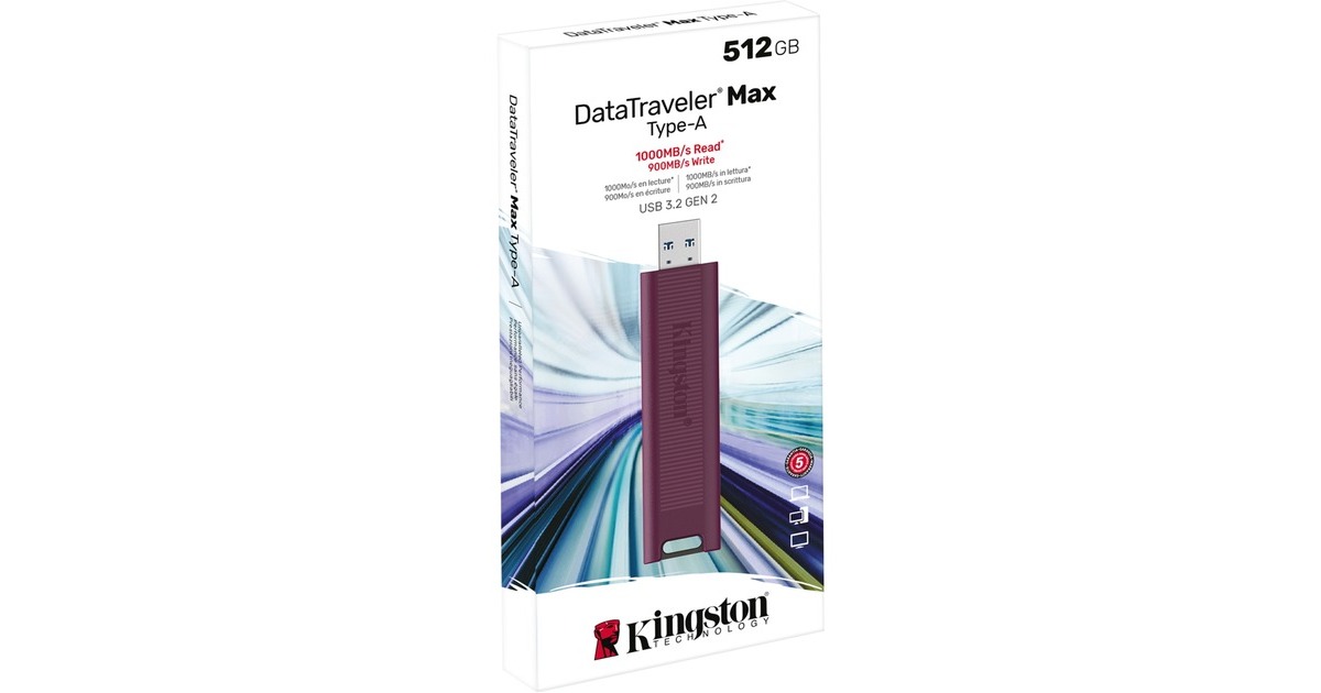 Kingston DataTraveler Max 512 GB, USB-Stick(rot, USB-A 3.2 Gen 2)