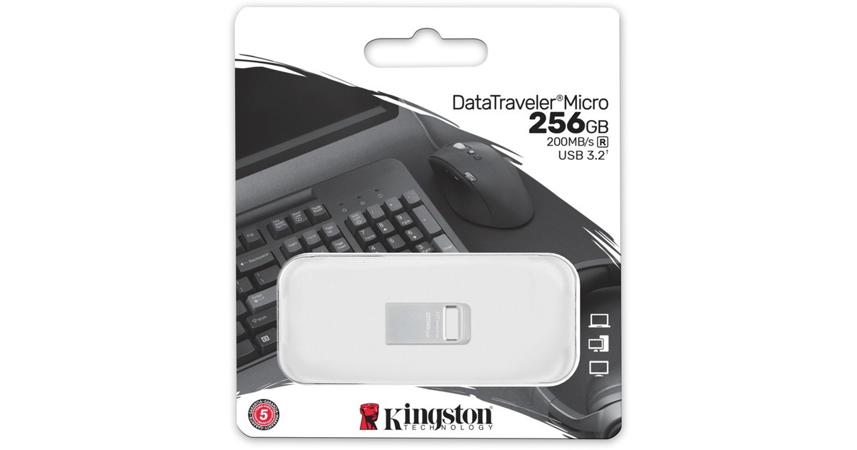Kingston DataTraveler Micro 256 GB, USB-Stick(silber, USB-A 3.2 Gen 1)