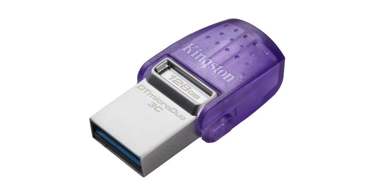Kingston DataTraveler microDuo 3C 128 GB, USB-Stick(violett/transparent, USB-A 3.2 Gen 1, USB-C 3.2 Gen 1)