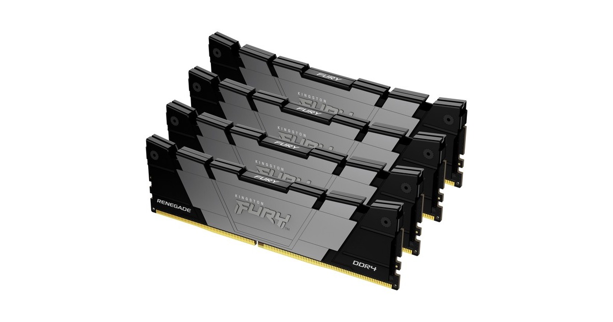 Kingston FURY DIMM 128GB DDR4-3200 (4x 32 GB) Quad-Kit, Arbeitsspeicher(schwarz/silber, KF432C16RB2K4/128, FURY Renegade Black XMP, INTEL XMP)