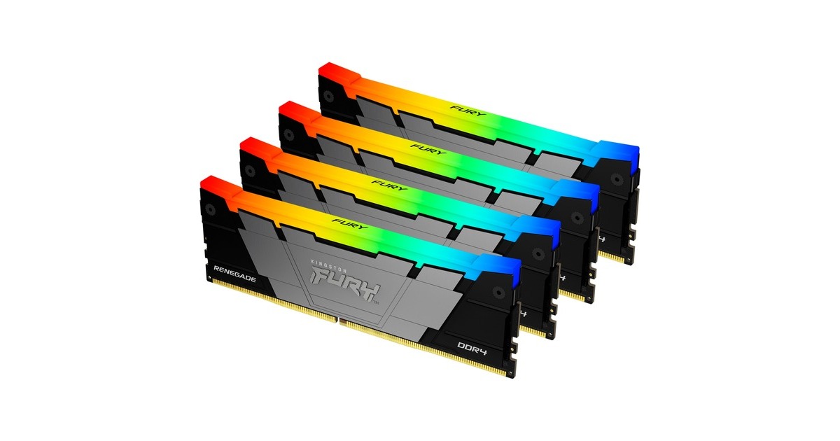 Kingston FURY DIMM 128 GB DDR4-3600 (4x 32 GB) Quad-Kit, Arbeitsspeicher(schwarz, KF436C18RB2AK4/128, Renegade RGB, INTEL XMP)