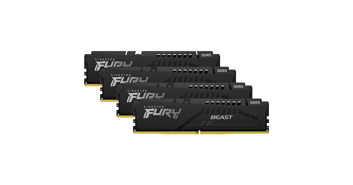 Kingston FURY DIMM 128 GB DDR5-5200 (4x 32 GB) Quad-Kit, Arbeitsspeicher(schwarz, KF552C40BBK4-128, Fury Beast, INTEL XMP)