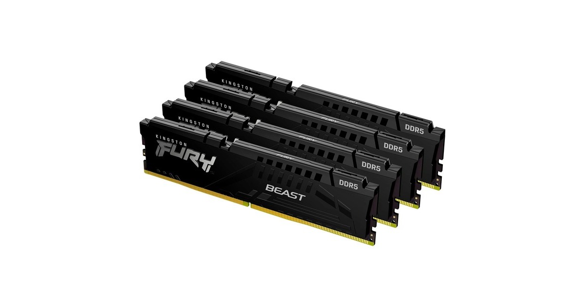 Kingston FURY DIMM 128 GB DDR5-5200 (4x 32 GB) Quad-Kit, Arbeitsspeicher(schwarz, KF552C40BBK4-128, Fury Beast, INTEL XMP)