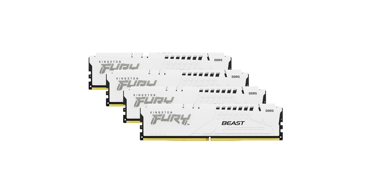 Kingston FURY DIMM 128 GB DDR5-5200 (4x 32 GB) Quad-Kit, Arbeitsspeicher(weiß, KF552C40BWK4-128, Fury Beast, INTEL XMP)
