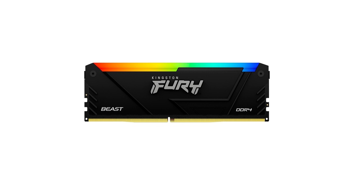Kingston FURY DIMM 16 GB DDR4-2666 (2x 8 GB) Dual-Kit , Arbeitsspeicher(schwarz, KF426C16BB2AK2/16, Beast RGB, INTEL XMP)