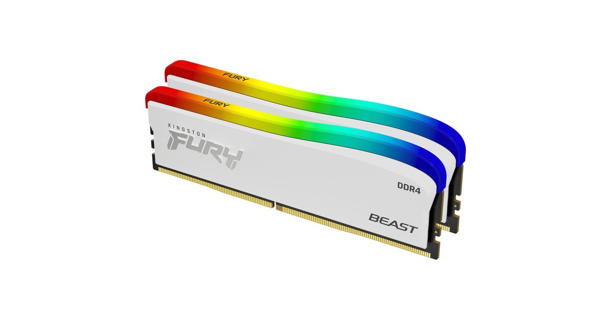 Kingston FURY DIMM 16 GB DDR4-3200 (2x 8 GB) Dual-Kit, Arbeitsspeicher(weiß, KF432C16BWAK2/16, Beast RGB, INTEL XMP)