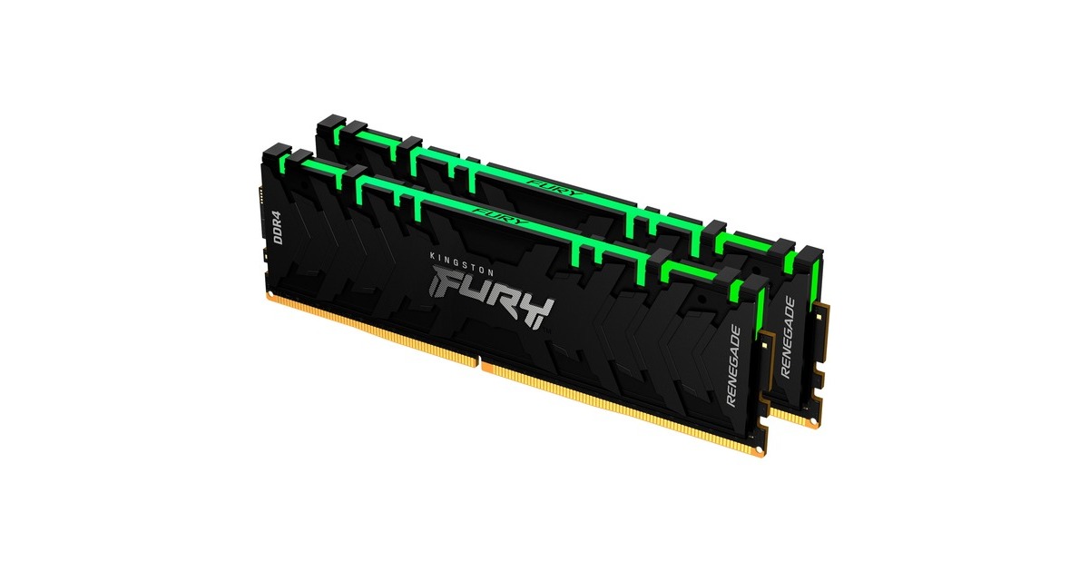 Kingston FURY DIMM 16 GB DDR4-3600 (2x 8 GB) Dual-Kit, Arbeitsspeicher(schwarz, KF436C16RBAK2/16, Renegade RGB, INTEL XMP)
