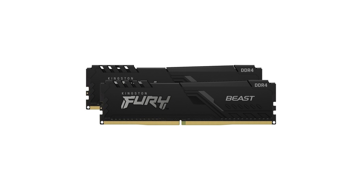 Kingston FURY DIMM 16 GB DDR4-3733 (2x 8 GB) Dual-Kit, Arbeitsspeicher(schwarz, KF437C19BBK2/16, Beast, INTEL XMP)