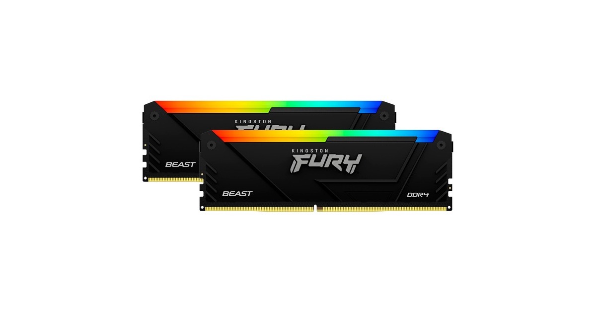 Kingston FURY DIMM 16 GB DDR4-3733 (2x 8 GB) Dual-Kit , Arbeitsspeicher(schwarz, KF437C19BB2AK2/16, Beast RGB, INTEL XMP)