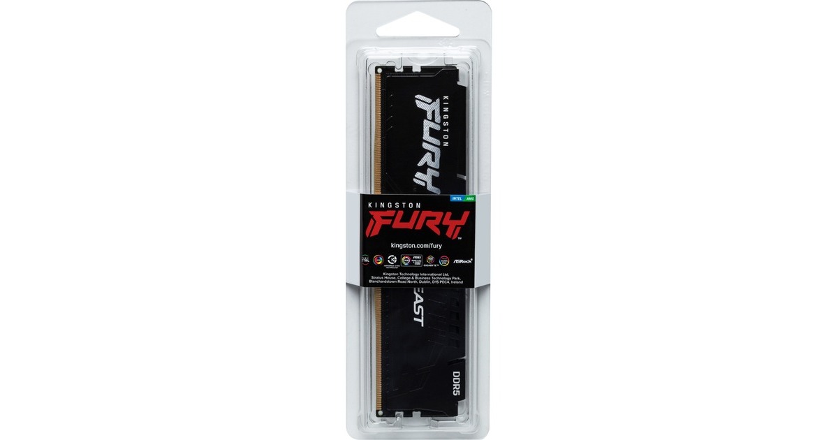 Kingston FURY DIMM 16 GB DDR5-4800, Arbeitsspeicher(schwarz, KF548C38BB-16, FURY Beast, INTEL XMP)