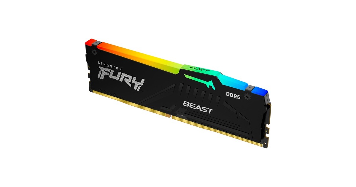 Kingston FURY DIMM 16 GB DDR5-4800, Arbeitsspeicher(schwarz, KF548C38BBA-16, Fury Beast RGB, INTEL XMP)