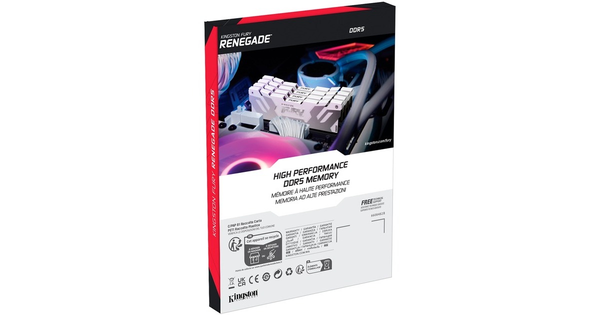 Kingston FURY DIMM 16 GB DDR5-7200, Arbeitsspeicher(weiß, KF572C38RW-16, Renegade, INTEL XMP)