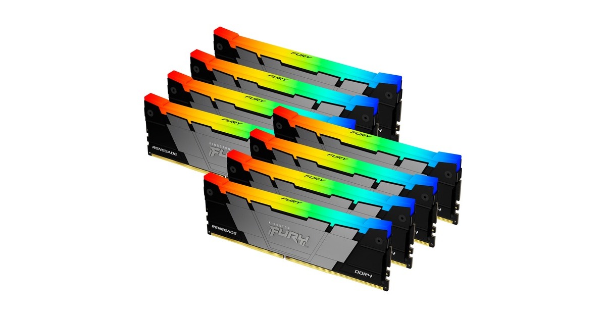 Kingston FURY DIMM 256 GB DDR4-3200 (8x 32 GB) Octo-Kit, Arbeitsspeicher(schwarz, KF432C16RB2AK8/256, Renegade RGB, INTEL XMP)