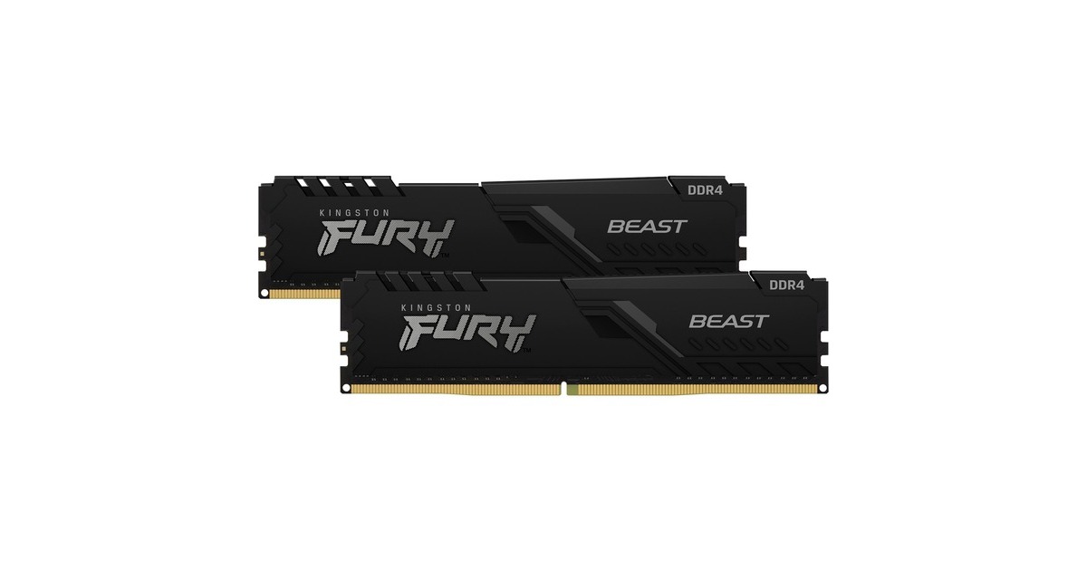 Kingston FURY DIMM 32 GB DDR4-3200 (2x 16 GB) Dual-Kit, Arbeitsspeicher(schwarz, KF432C16BB1K2/32, Beast, INTEL XMP)