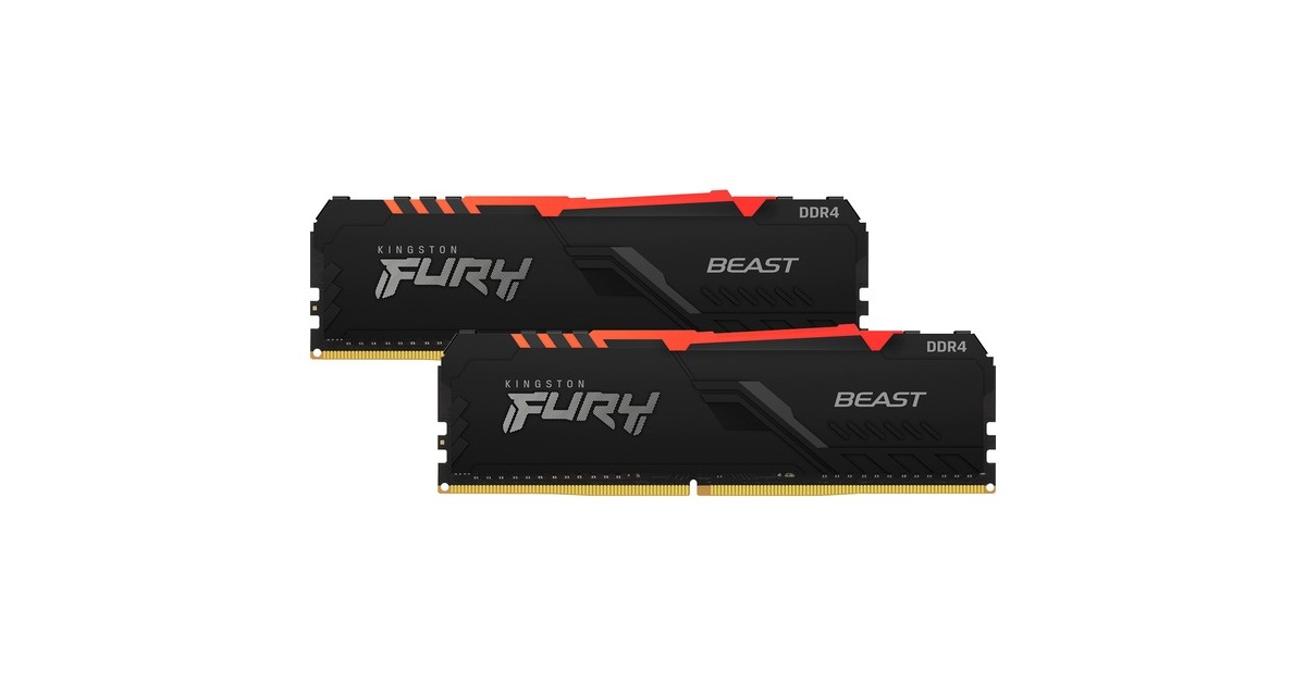 Kingston FURY DIMM 32 GB DDR4-3200 (2x 16 GB) Dual-Kit, Arbeitsspeicher(schwarz, KF432C16BBAK2/32, Beast RGB, INTEL XMP)