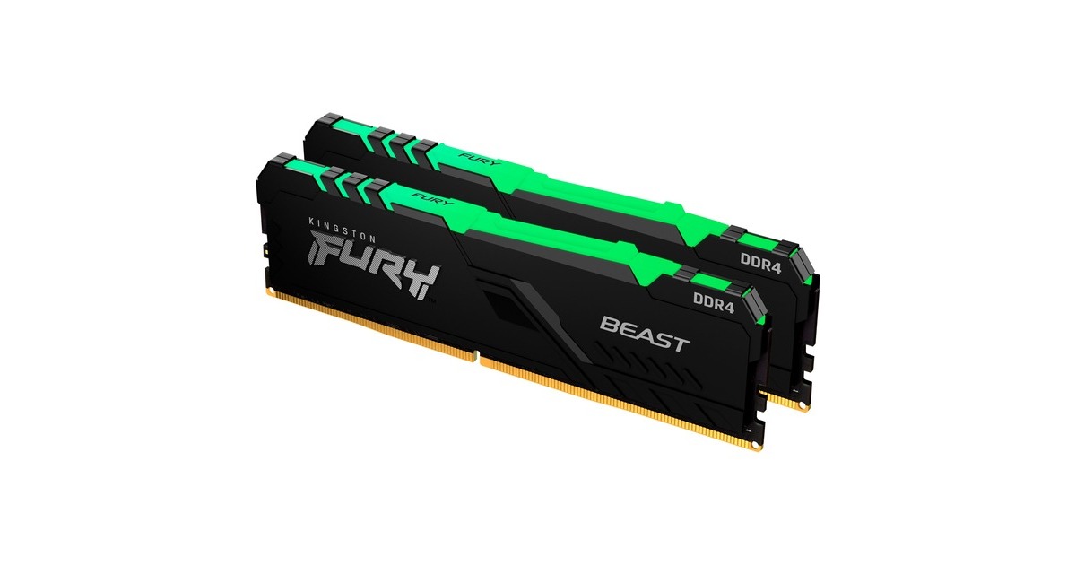 Kingston FURY DIMM 32 GB DDR4-3200 (2x 16 GB) Dual-Kit, Arbeitsspeicher(schwarz, KF432C16BBAK2/32, Beast RGB, INTEL XMP)