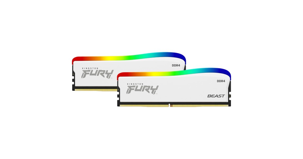 Kingston FURY DIMM 32 GB DDR4-3600 (2x 16 GB) Dual-Kit, Arbeitsspeicher(weiß, KF436C18BWAK2/32, Beast RGB, INTEL XMP) Kingston FURY DIMM 32 GB DDR4-3600 (2x 16 GB) Dual-Kit, Arbeitsspeicher(weiß, KF436C18BWAK2/32, Beast RGB, INTEL XMP)