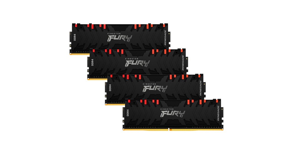 Kingston FURY DIMM 32 GB DDR4-3600 (4x 8 GB) Quad-Kit, Arbeitsspeicher(schwarz, KF436C16RBAK4/32, Renegade RGB, INTEL XMP) Kingston FURY DIMM 32 GB DDR4-3600 (4x 8 GB) Quad-Kit, Arbeitsspeicher(schwarz, KF436C16RBAK4/32, Renegade RGB, INTEL XMP)