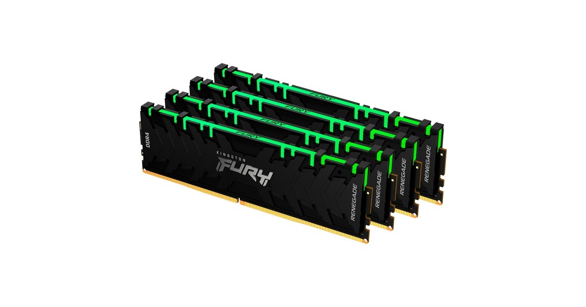 Kingston FURY DIMM 32 GB DDR4-3600 (4x 8 GB) Quad-Kit, Arbeitsspeicher(schwarz, KF436C16RBAK4/32, Renegade RGB, INTEL XMP)