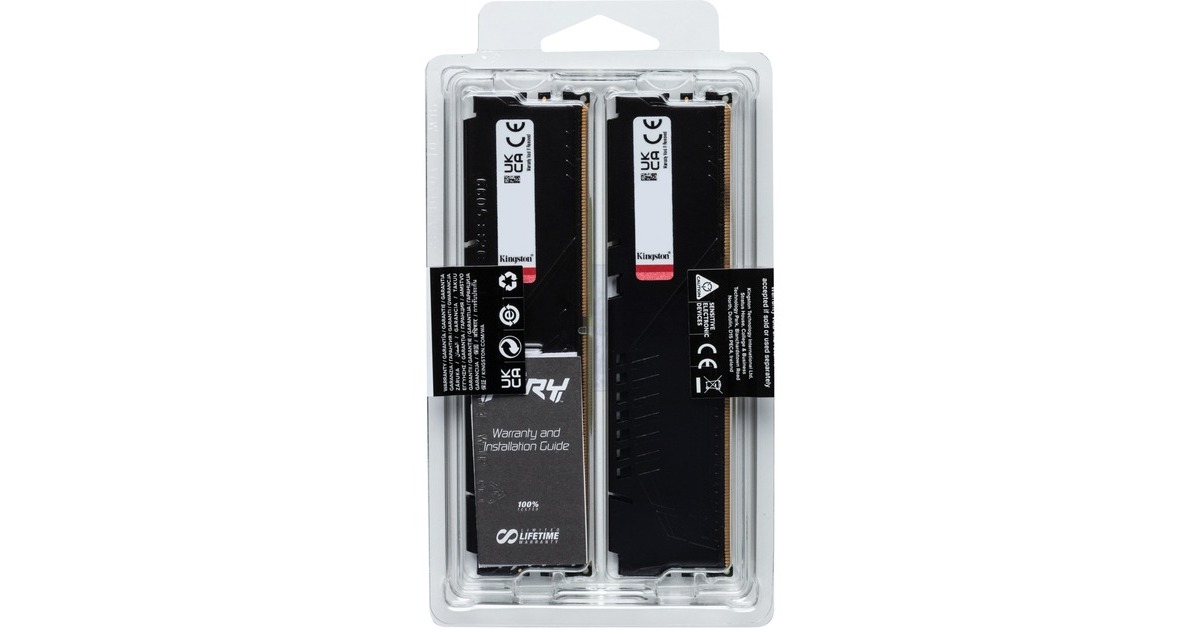 Kingston FURY DIMM 32 GB DDR5-5200 (2x 16 GB) Dual-Kit, Arbeitsspeicher(schwarz, KF552C36BBEK2-32, Fury Beast, INTEL XMP, AMD EXPO)