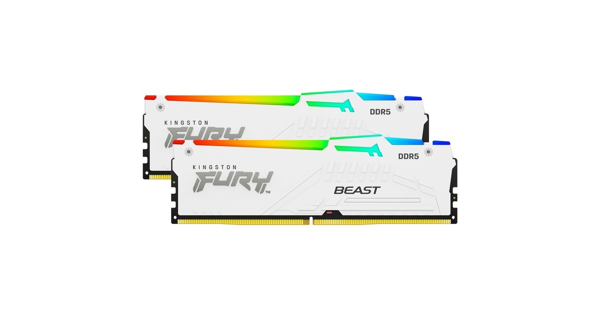 Kingston FURY DIMM 32 GB DDR5-5200 (2x 16 GB) Dual-Kit, Arbeitsspeicher(weiß, KF552C40BWAK2-32, Beast RGB, INTEL XMP)