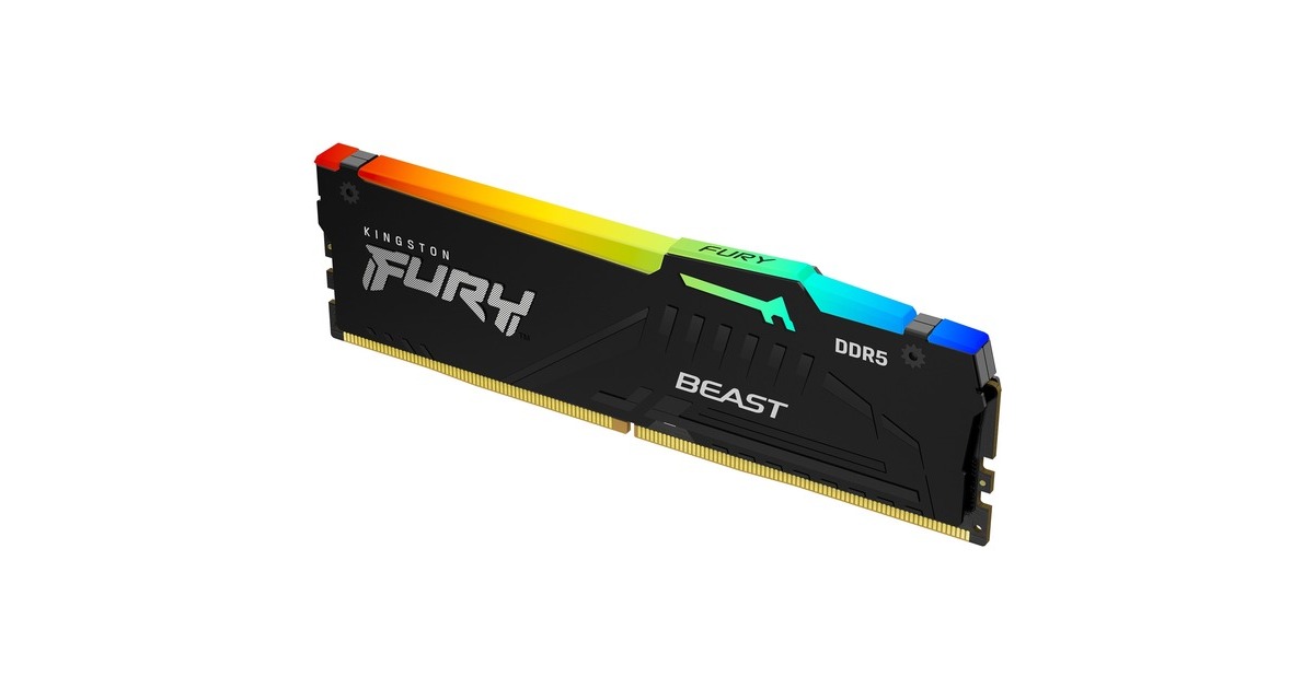 Kingston FURY DIMM 32 GB DDR5-5200, Arbeitsspeicher(schwarz, KF552C40BBA-32, Fury Beast RGB, INTEL XMP)