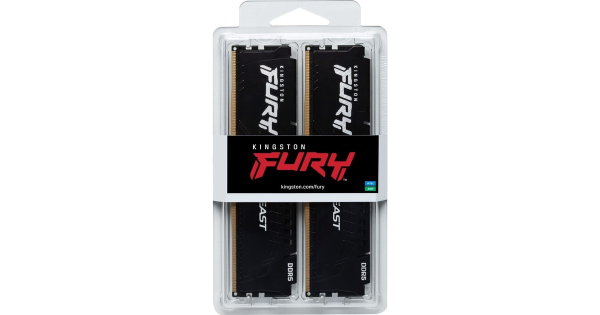 Kingston FURY DIMM 32 GB DDR5-5600 (2x 16 GB) Dual-Kit, Arbeitsspeicher(schwarz, KF556C40BBK2-32, FURY Beast, INTEL XMP)