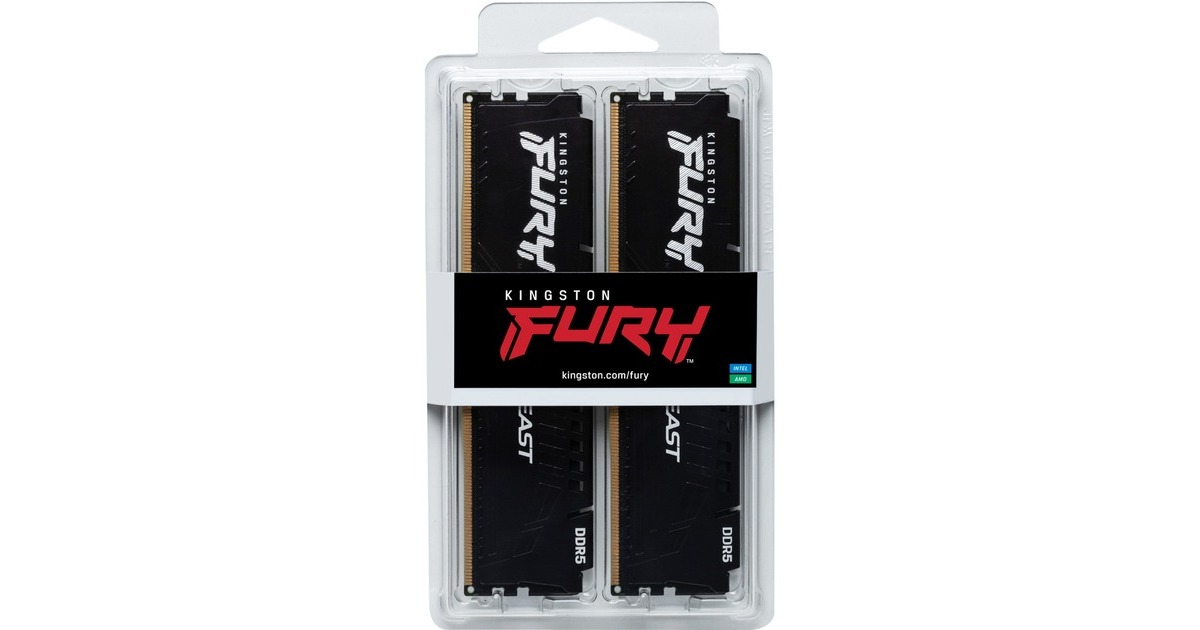 Kingston FURY DIMM 32 GB DDR5-5600 (2x 16 GB) Dual-Kit, Arbeitsspeicher(schwarz, KF556C36BBEK2-32, Fury Beast, INTEL XMP, AMD EXPO)