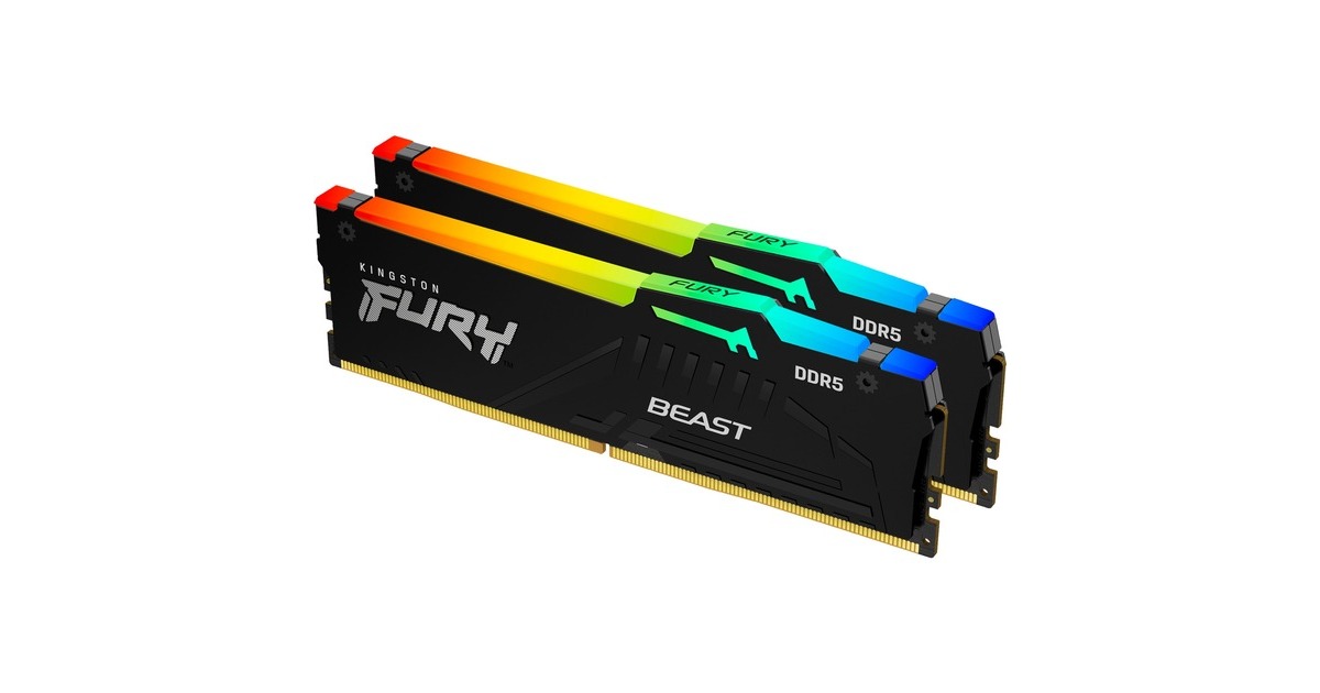 Kingston FURY DIMM 32 GB DDR5-5600 (2x 16 GB) Dual-Kit, Arbeitsspeicher(schwarz, KF556C36BBEAK2-32, Fury Beast RGB, INTEL XMP, AMD EXPO)