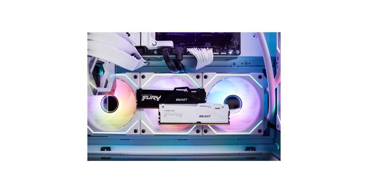Kingston FURY DIMM 32 GB DDR5-6000 (2x 16 GB) Dual-Kit, Arbeitsspeicher(weiß, KF560C36BWEAK2-32, Beast RGB, INTEL XMP, AMD EXPO)
