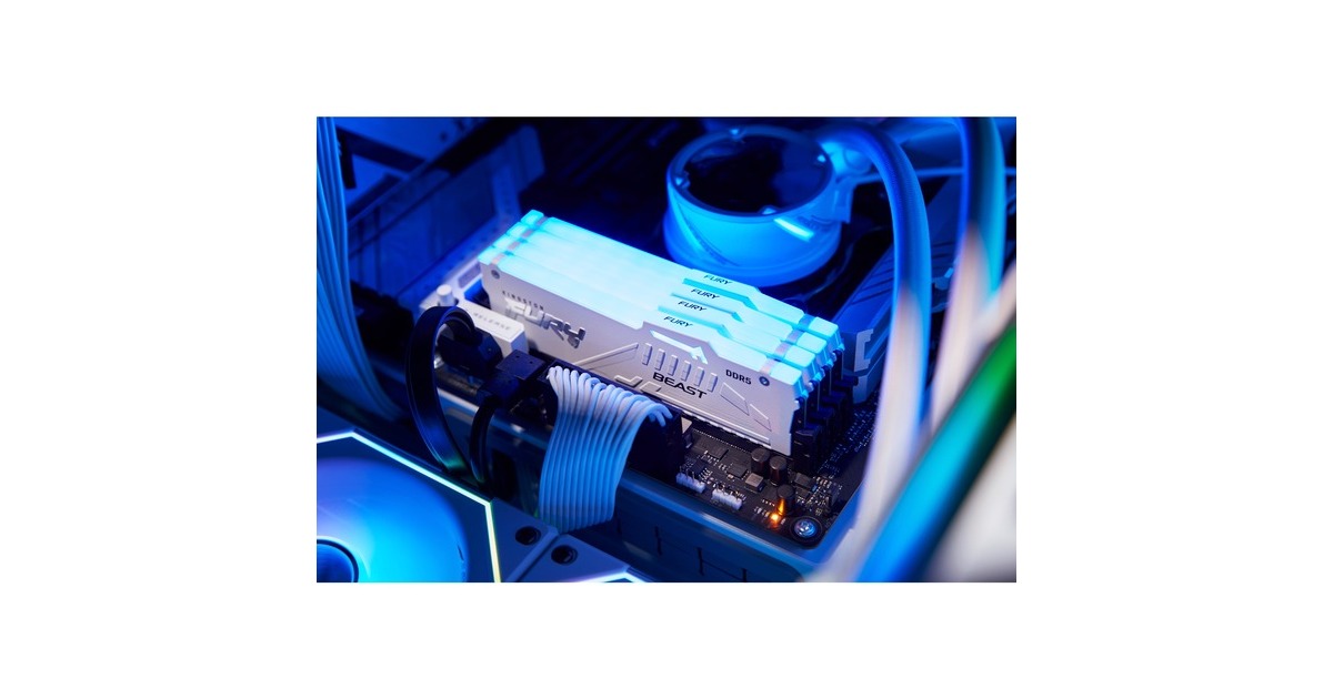 Kingston FURY DIMM 32 GB DDR5-6000 (2x 16 GB) Dual-Kit, Arbeitsspeicher(weiß, KF560C36BWEAK2-32, Beast RGB, INTEL XMP, AMD EXPO)