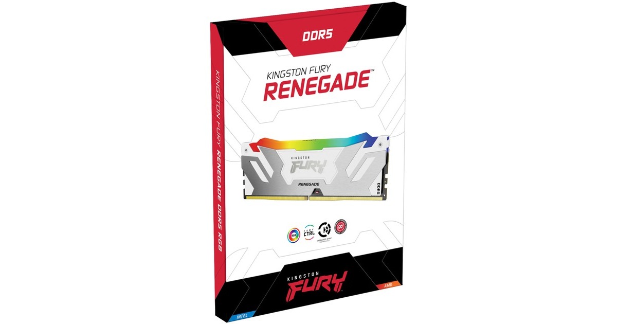 Kingston FURY DIMM 32 GB DDR5-6000 (2x 16 GB) Dual-Kit, Arbeitsspeicher(weiß, KF560C32RWAK2-32, Renegade RGB, INTEL XMP)