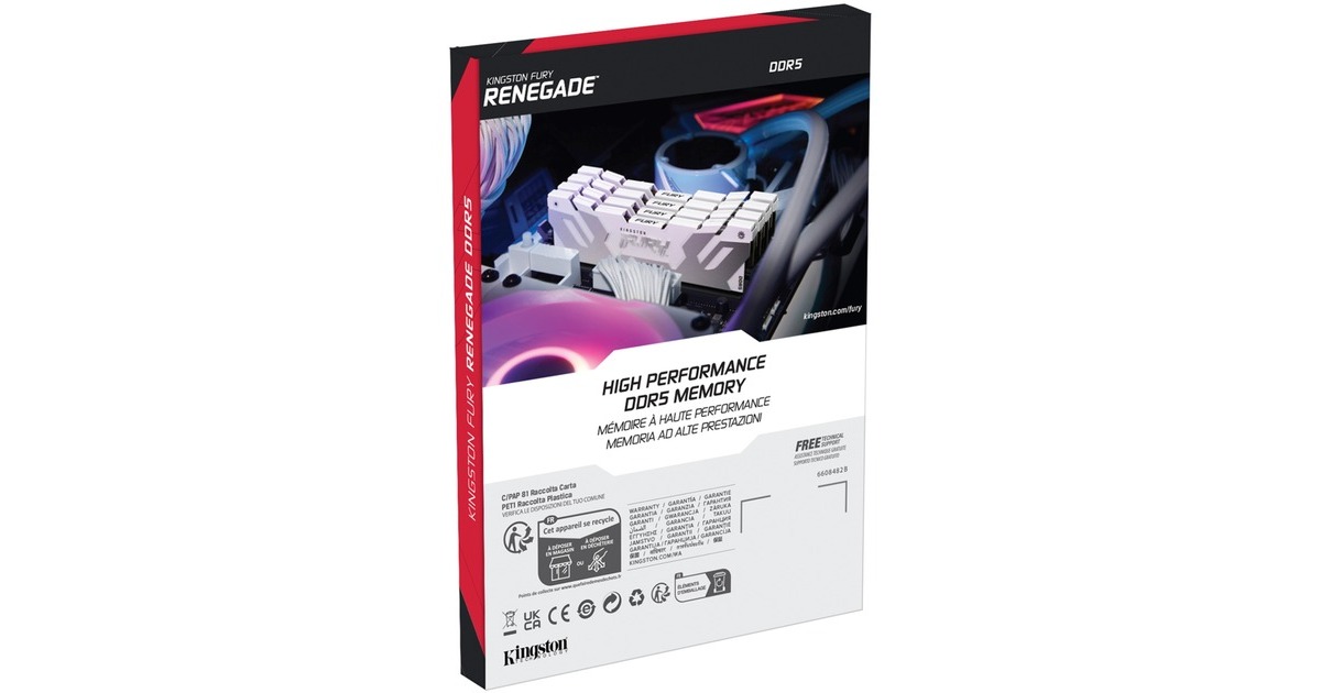 Kingston FURY DIMM 32 GB DDR5-6000, Arbeitsspeicher(weiß, KF560C32RW-32, Renegade, INTEL XMP)