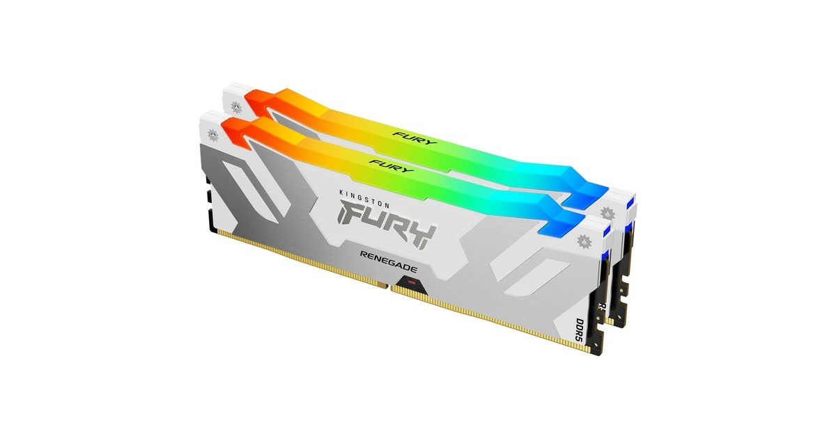 Kingston FURY DIMM 32 GB DDR5-6800 (2x 16 GB) Dual-Kit, Arbeitsspeicher(weiß, KF568C36RWAK2-32, Renegade RGB, INTEL XMP)