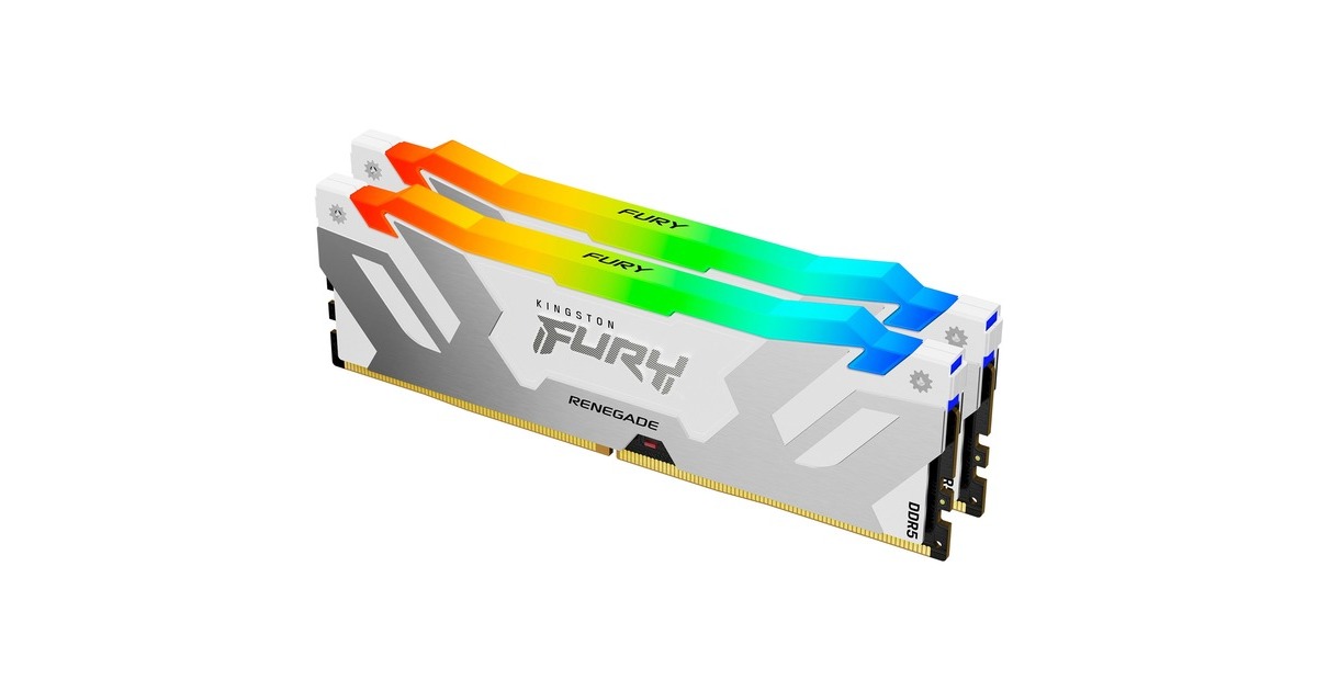 Kingston FURY DIMM 32 GB DDR5-7200 (2x 16 GB) Dual-Kit, Arbeitsspeicher(weiß, KF572C38RWAK2-32, Renegade RGB, INTEL XMP)