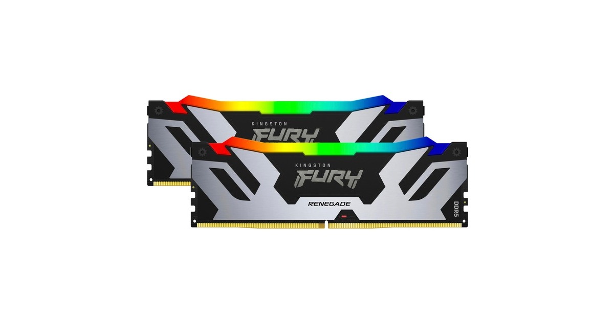 Kingston FURY DIMM 48 GB DDR5-7200 (2x 24 GB) Dual-Kit, Arbeitsspeicher(silber/schwarz, KF572C38RSAK2-48, Renegade RGB, INTEL XMP)