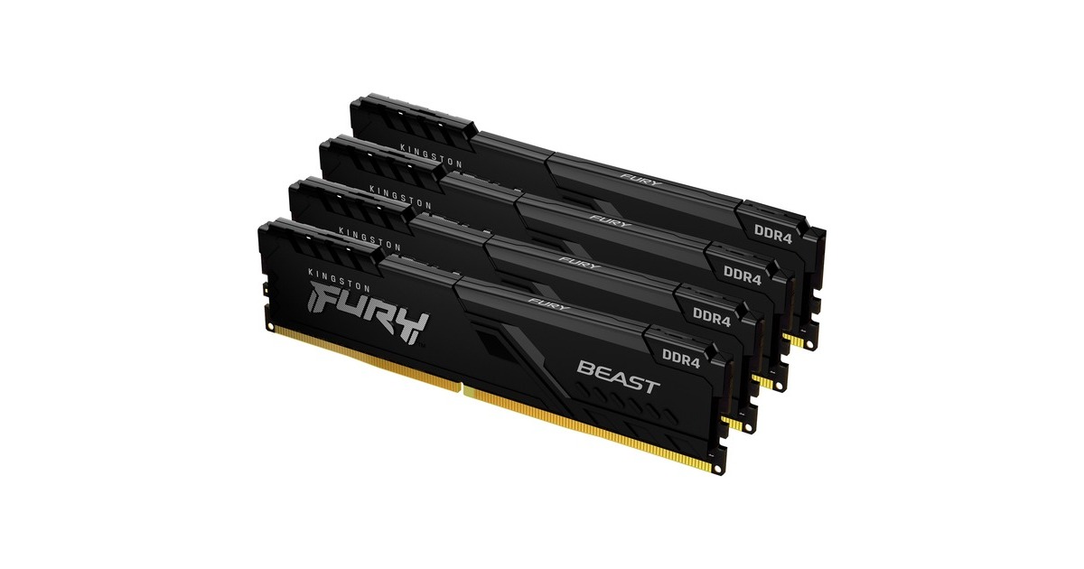 Kingston FURY DIMM 64 GB DDR4-2666 (4x 16 GB) Quad-Kit, Arbeitsspeicher(schwarz, KF426C16BBK4/64, Beast, INTEL XMP)