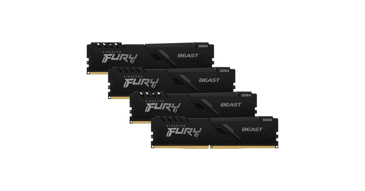 Kingston FURY DIMM 64 GB DDR4-3200 (4x 16 GB) Quad-Kit, Arbeitsspeicher(schwarz, KF432C16BBK4/64, Beast, INTEL XMP)
