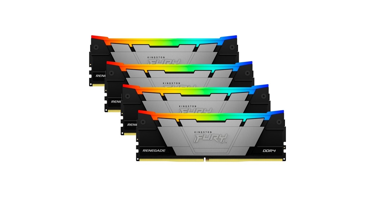 Kingston FURY DIMM 64 GB DDR4-3600 (4x 16 GB) Quad-Kit, Arbeitsspeicher(schwarz, KF436C16RB12AK4/64, Renegade RGB, INTEL XMP)