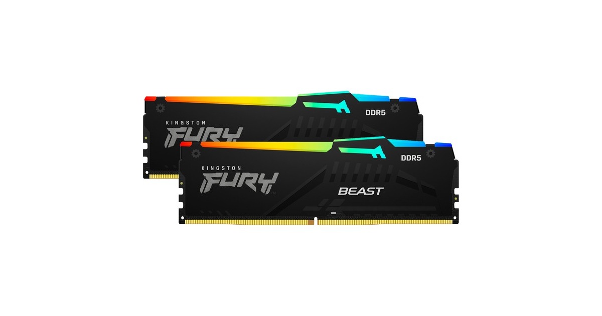 Kingston FURY DIMM 64 GB DDR5-5200 (2x 32 GB) Dual-Kit, Arbeitsspeicher(KF552C40BBAK2-64, Fury Beast RGB, INTEL XMP)