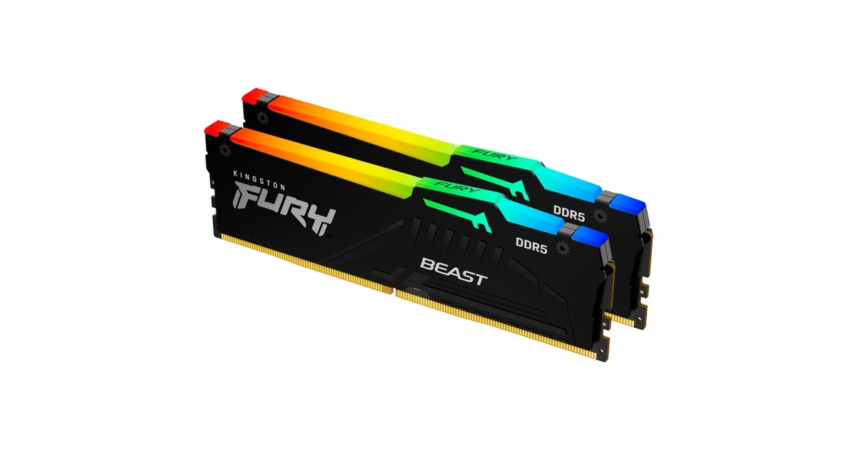 Kingston FURY DIMM 64 GB DDR5-5200 (2x 32 GB) Dual-Kit, Arbeitsspeicher(schwarz, KF552C36BBEAK2-64, Beast RGB, AMD EXPO)
