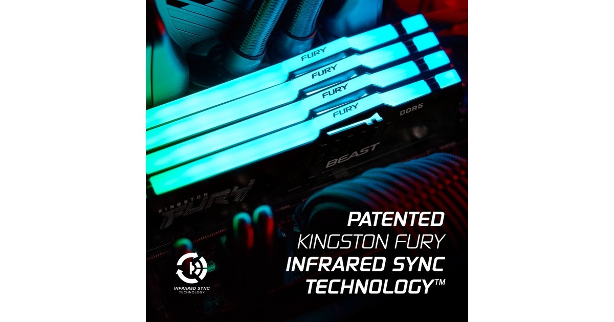 Kingston FURY DIMM 64 GB DDR5-5200 (2x 32 GB) Dual-Kit, Arbeitsspeicher(weiß, KF552C40BWAK2-64, Beast RGB, INTEL XMP)