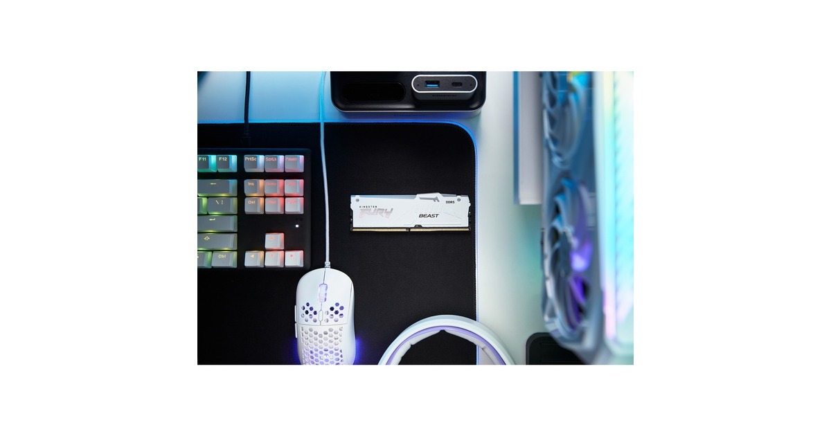 Kingston FURY DIMM 64 GB DDR5-5200 (2x 32 GB) Dual-Kit, Arbeitsspeicher(weiß, KF552C40BWAK2-64, Beast RGB, INTEL XMP)