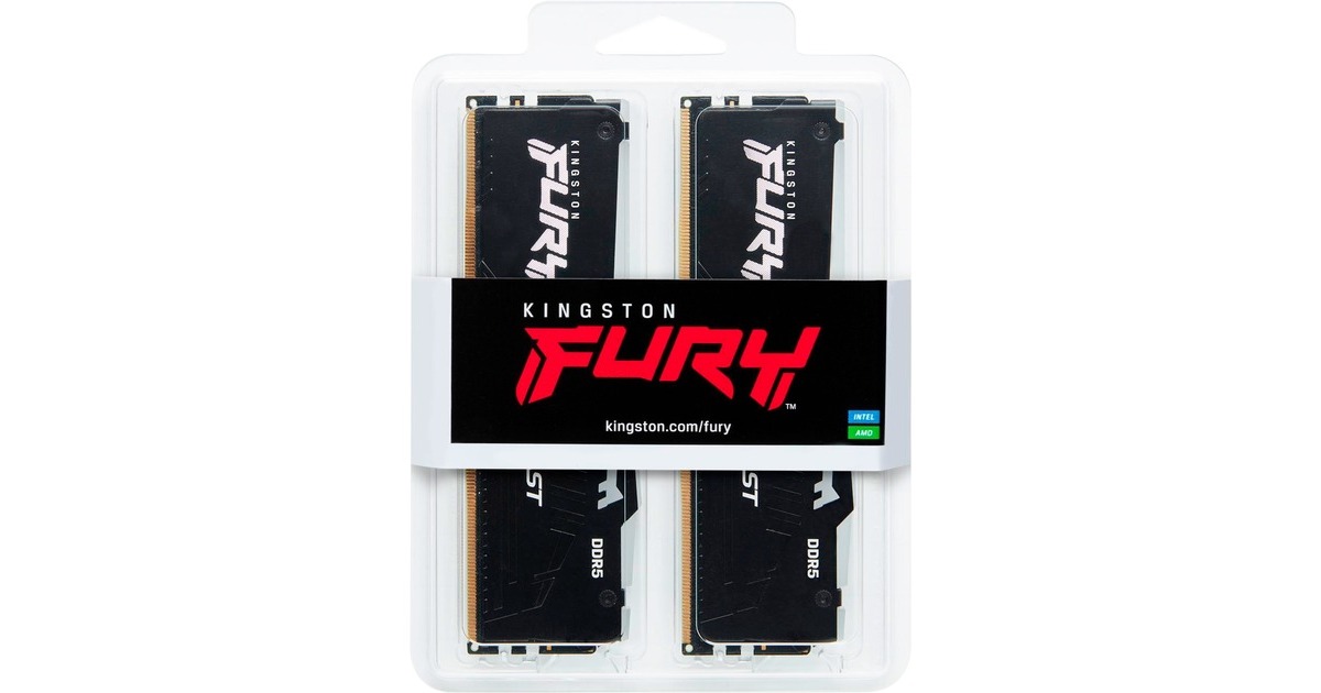 Kingston FURY DIMM 64 GB DDR5-5600 (2x 32 GB) Dual-Kit, Arbeitsspeicher(schwarz, KF556C40BBAK2-64, Fury Beast RGB, INTEL XMP)