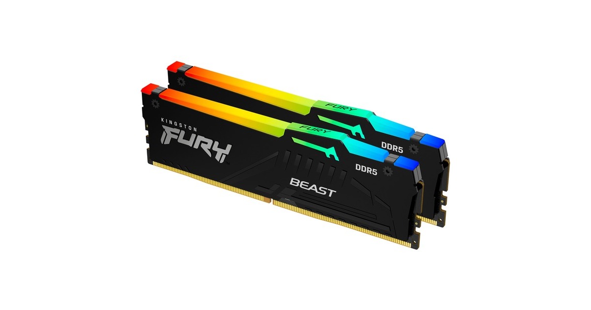 Kingston FURY DIMM 64 GB DDR5-5600 (2x 32 GB) Dual-Kit, Arbeitsspeicher(schwarz, KF556C36BBEAK2-64, Fury Beast RGB, AMD EXPO)