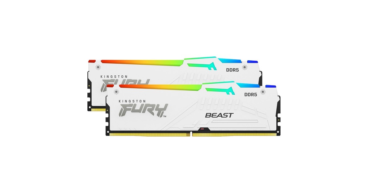 Kingston FURY DIMM 64 GB DDR5-5600 (2x 32 GB) Dual-Kit, Arbeitsspeicher(weiß, KF556C40BWAK2-64, Beast RGB, INTEL XMP)