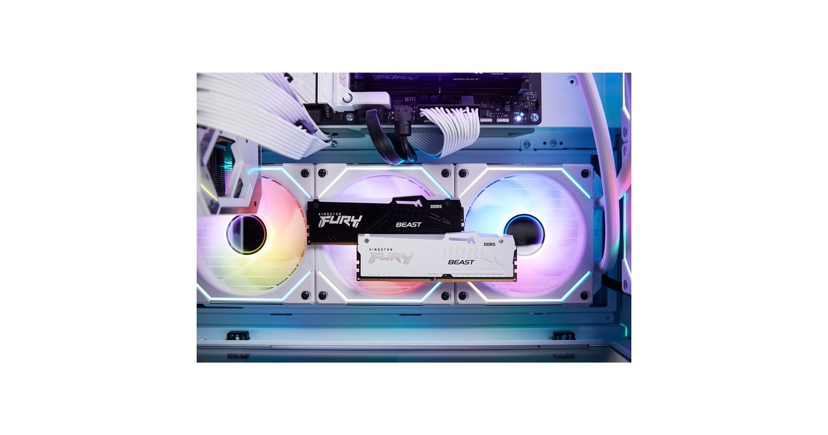 Kingston FURY DIMM 64 GB DDR5-5600 (2x 32 GB) Dual-Kit, Arbeitsspeicher(weiß, KF556C40BWAK2-64, Beast RGB, INTEL XMP)